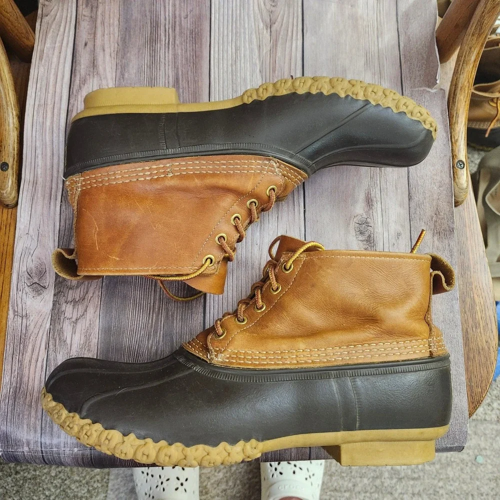 LL Bean Bean Boots 6 Inch Duck Boots Brown Tan Leather Waterproof M 11 Classic